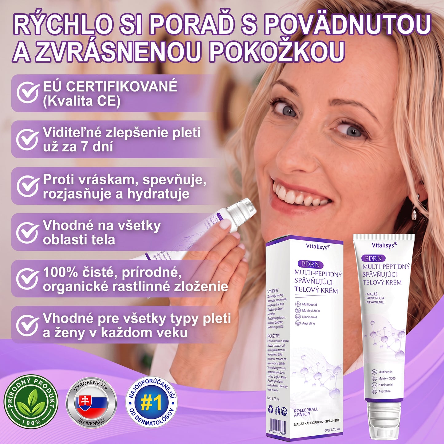 🇸🇰 Odporúčané dermatológmi🥇 | 🍍Vitalisys® PDRN multipeptidový masážny telový krém – Proti starnutiu, hydratačný, spevňujúci, regeneračný, zjednocujúci, na odstraňovanie akné a škvŕn, odstraňovanie bradavíc a materských znamienok, zmiernenie psoriázy.❤️