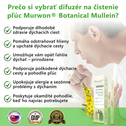 🇸🇰 Slovenské vlastníctvo a správa ✅ Murwon® bylinný difuzér na čistenie pľúc s divozelom (Mullein) 🫁 (kašeľ, faryngitída, dýchavičnosť, hlieny, upchatý nos, bronchitída, alergické príznaky, nepohodlie v pľúcach) 🌹
